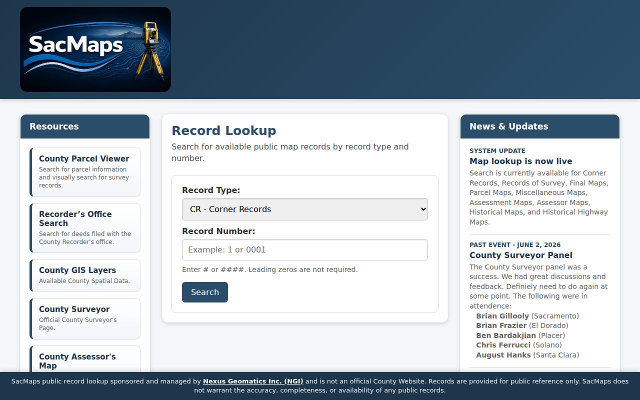 Folsom people search using SacMaps GIS and record lookup