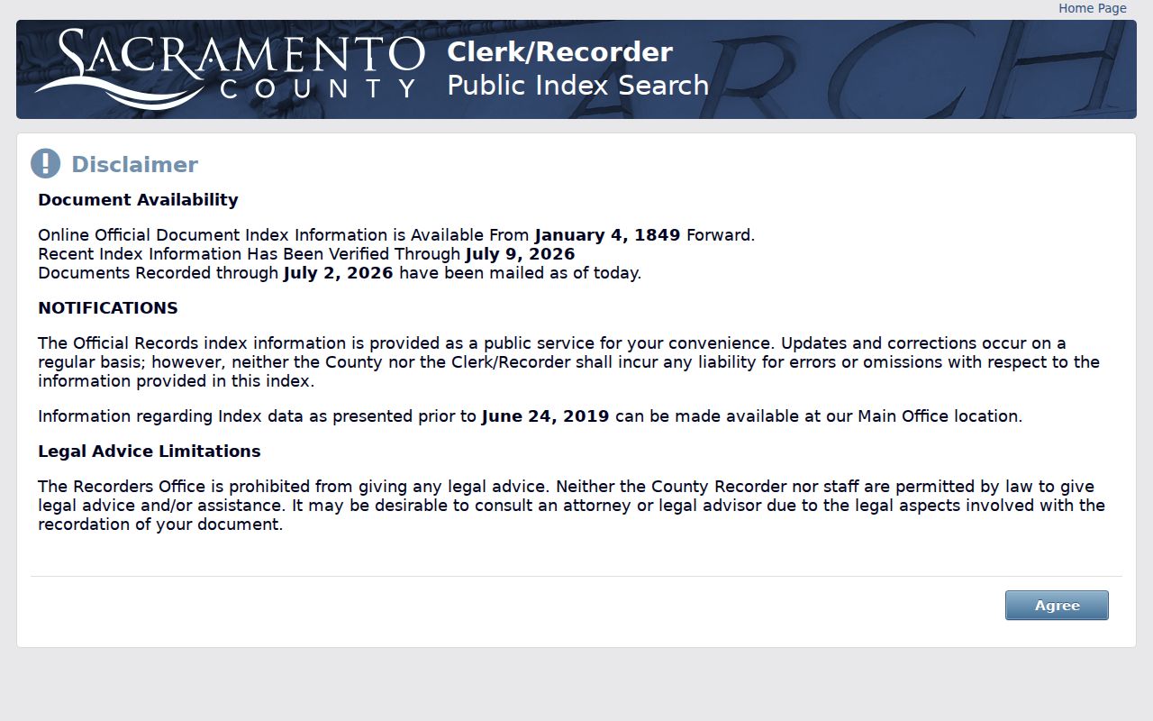 Folsom people search using Sacramento County recorded document index