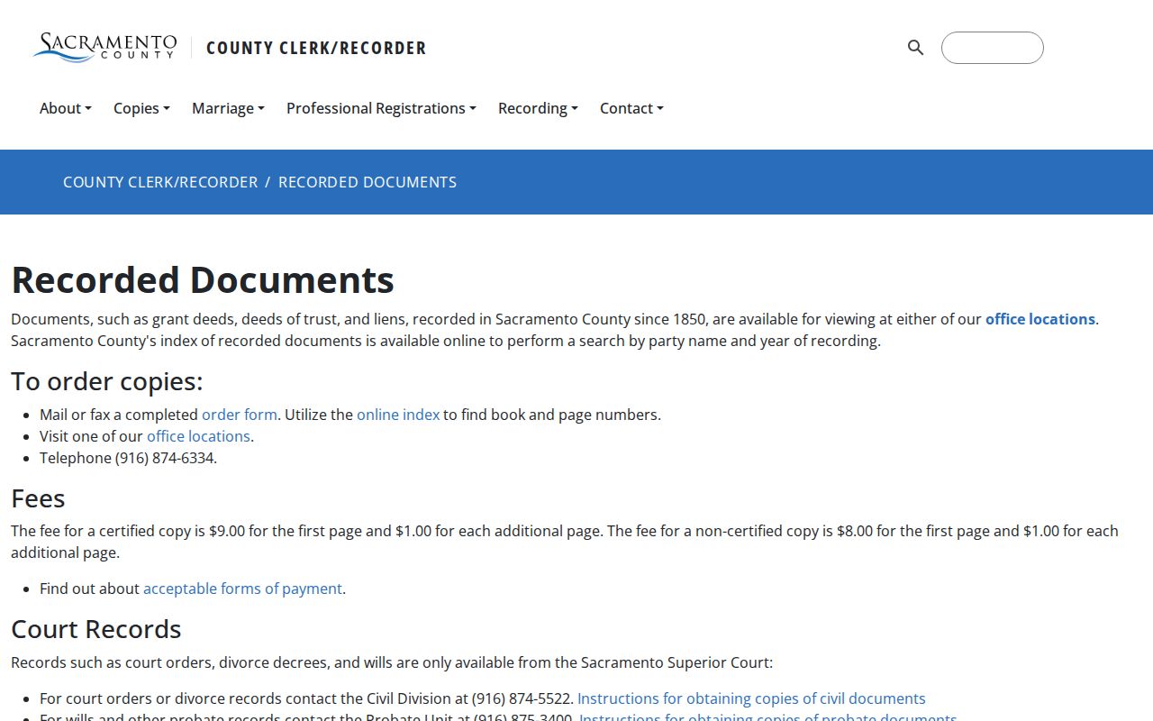 Folsom public records recorded document copy request